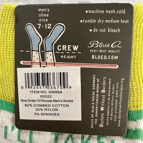 Blue Q Mens Cotton Crew Socks Nature Order Camping Forest - Picture 6 of 6